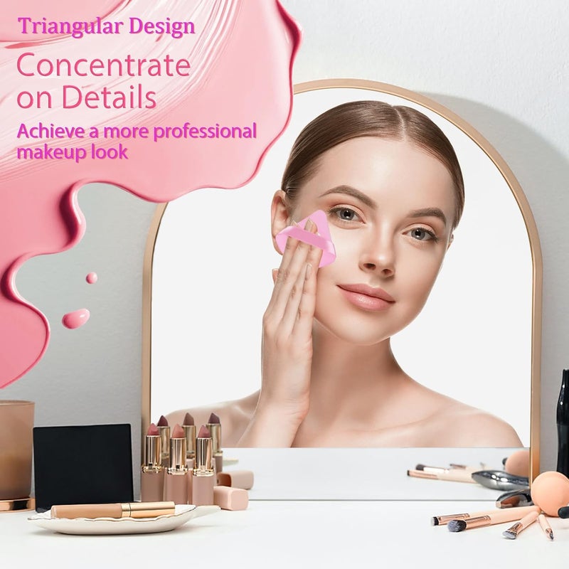 JOLY Triangle Powder Puff Face Makeup Sponge Beauty Blender Stocking Stuffers Puffs for Women apply Loose Powder and Foundation (12Pcs Pink) - Image 2